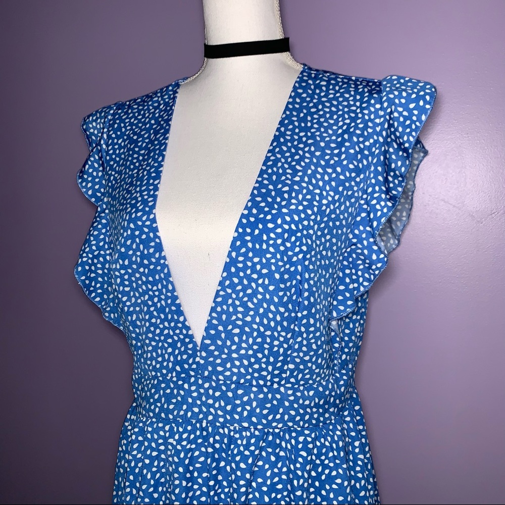 SOLD  Blue and White Polka Dot Dress - Picture 5 of 13